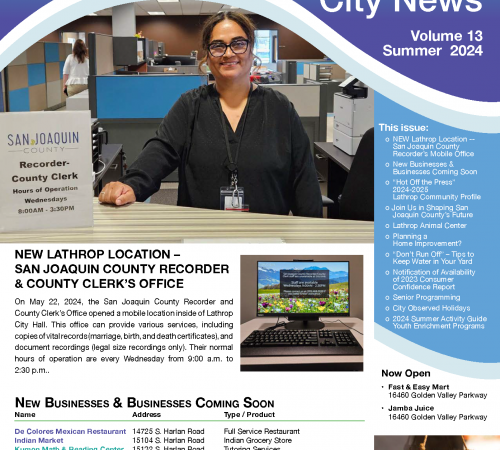 City of Lathrop Quarterly Newsletter - LathropSMART City News - Summer 2024 Issue