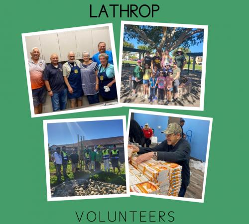 Photo collage with four different pictures featuring volunteer groups. 