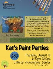 Paint Night | Thurs. Aug. 15th | 6:30PM - 8:00PM | Generations Center 450 Spartan Way | $30 | Ages 15+ 
