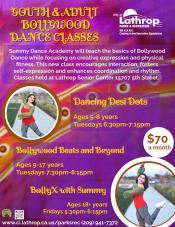 Youth & Adult Bollywood Dance| Ages 5-8 Tues. 6:30PM - 7:15PM | Ages 9-17 Tues. 7:30PM-8:15PM | Ages 18+ Fri. 5:30PM-6:15PM