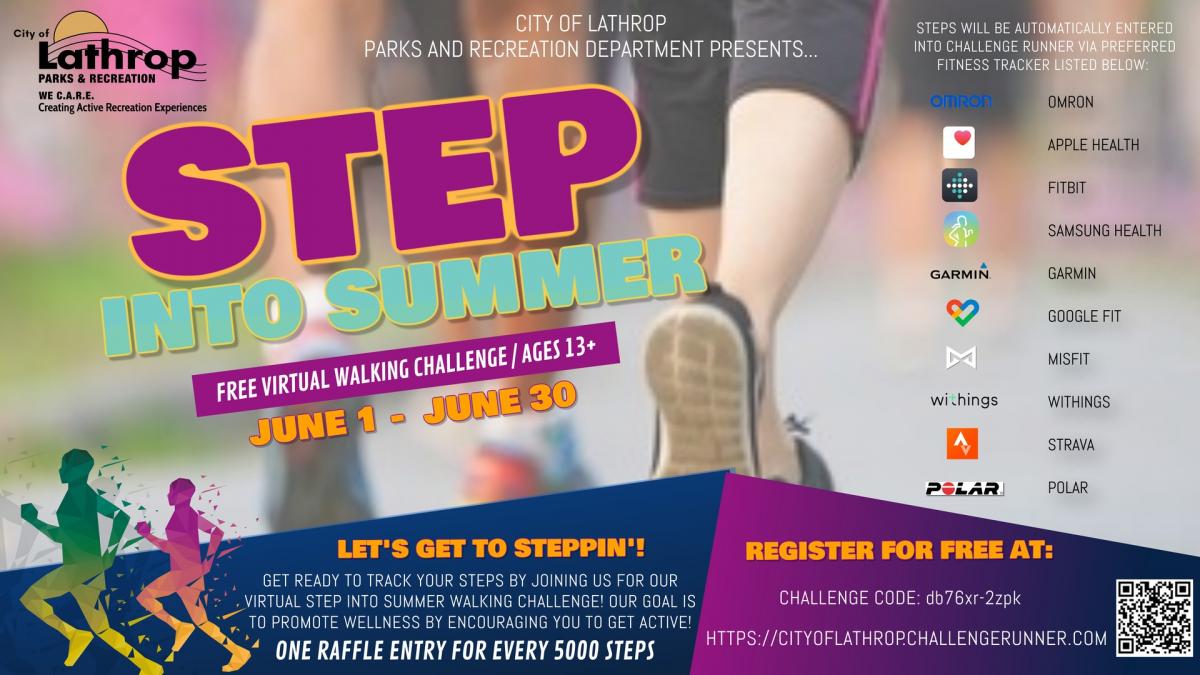Step Into Summer Free Virtual Walking Challenge City of Lathrop CA