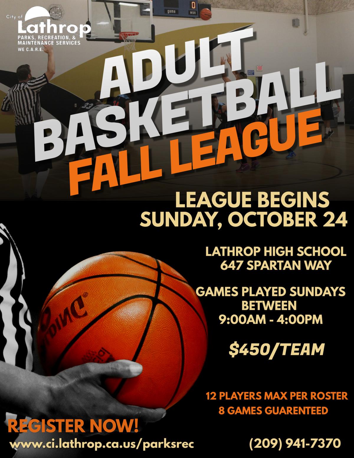 Adult Basketball Fall League | City of Lathrop CA